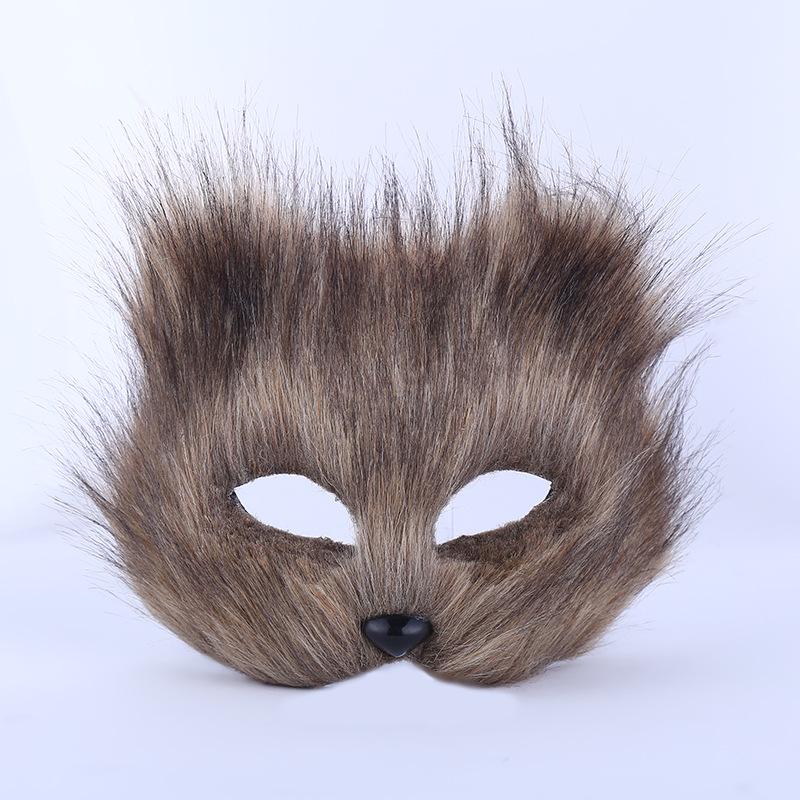 Unisex Furry Fox Mask & Cat Tail Gloves for Halloween Masquerade Cosplay