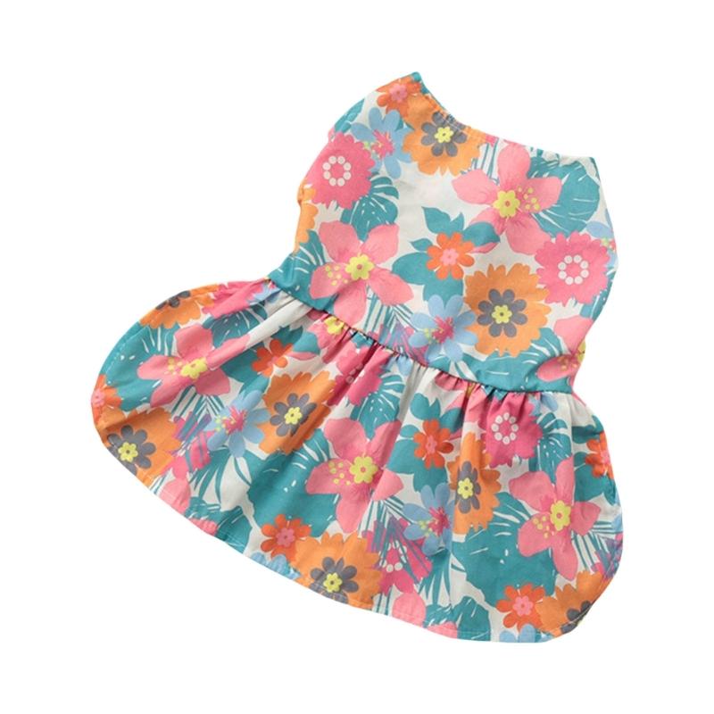 Girl Cats Shirt Costume Apparel Beach Dress Floral Shirt for Puppy Dog and Cats Floral Dress Photo Props