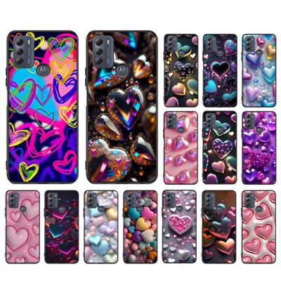 Pouzdro na telefon v barevném růžovém srdci pro Moto G84 G23 G24 G31 G32 G41 G51 G52 G53 G54 G71 G82 G42 G62 G200 G Play G Stylus