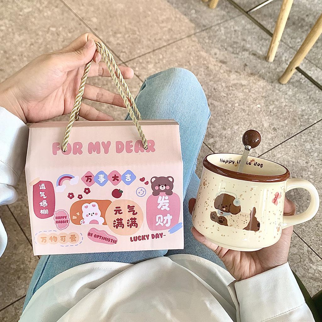 High-value Ins Wind Mug, Cute Puppy Coffee Cup, Household Ceramic Water Cup, Birthday Gift for Girls