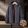 Men's Autumn and Winter Plus Velvet Loose Casual Windproof Waterproof Mountain Retro Middle-aged and Elderly Men's Hooded Top Jacket
