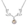 Antler Shaped Projection 100 Languages  Necklace Fashion Christmas Gifts