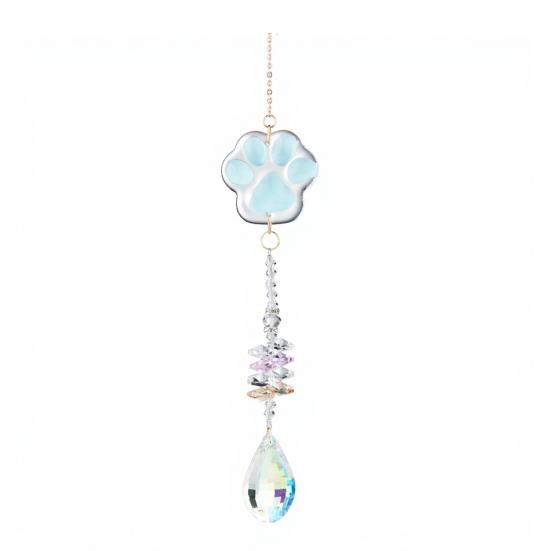 Crystal Cat Paw Wind Chimes, Crystal Suncatchers for Windows Hanging, Prism Rainbow Maker for Indoor Outdoor Home Garden Decor