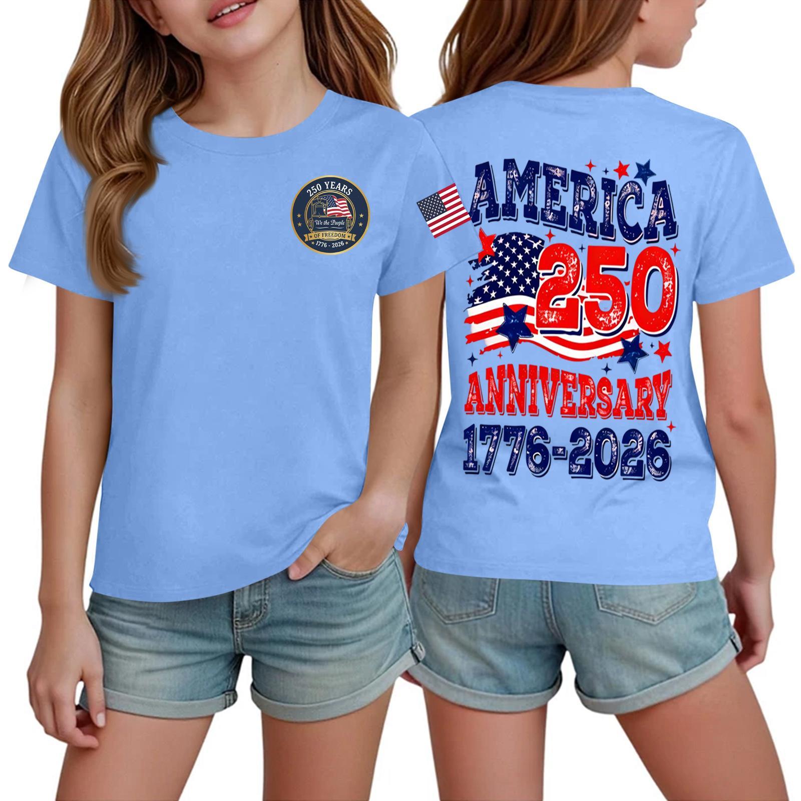

Kids Independence Day Printed Crew Neck Short Sleeve T-Shirt Children Casual Top Boys Girls Summer Tee Shirt 150