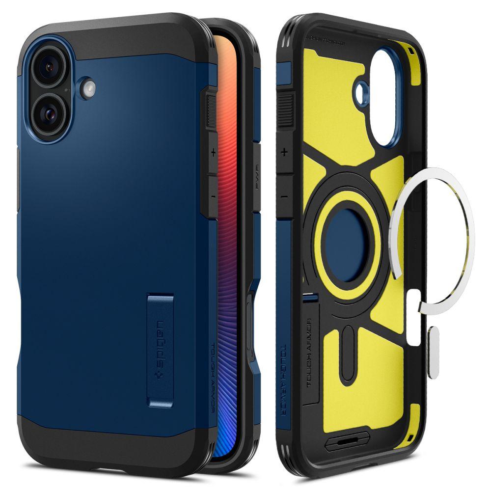 Spigen Tough Armor MagSafe Case with Stand for iPhone 16 - Blue