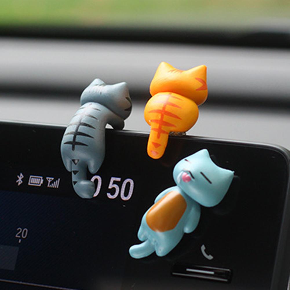 6pcs/Set Cute Mini Cat Ornament Car Center Console Decoration Ornaments Auto Dashboard Decoration Car Accessories