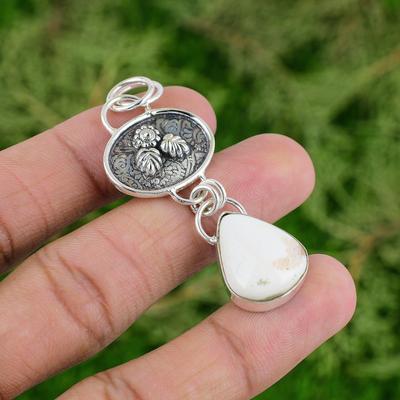 Daughters Day Deal Crown Chakra Scolecite Stone 925 Silver Engagement Pendant