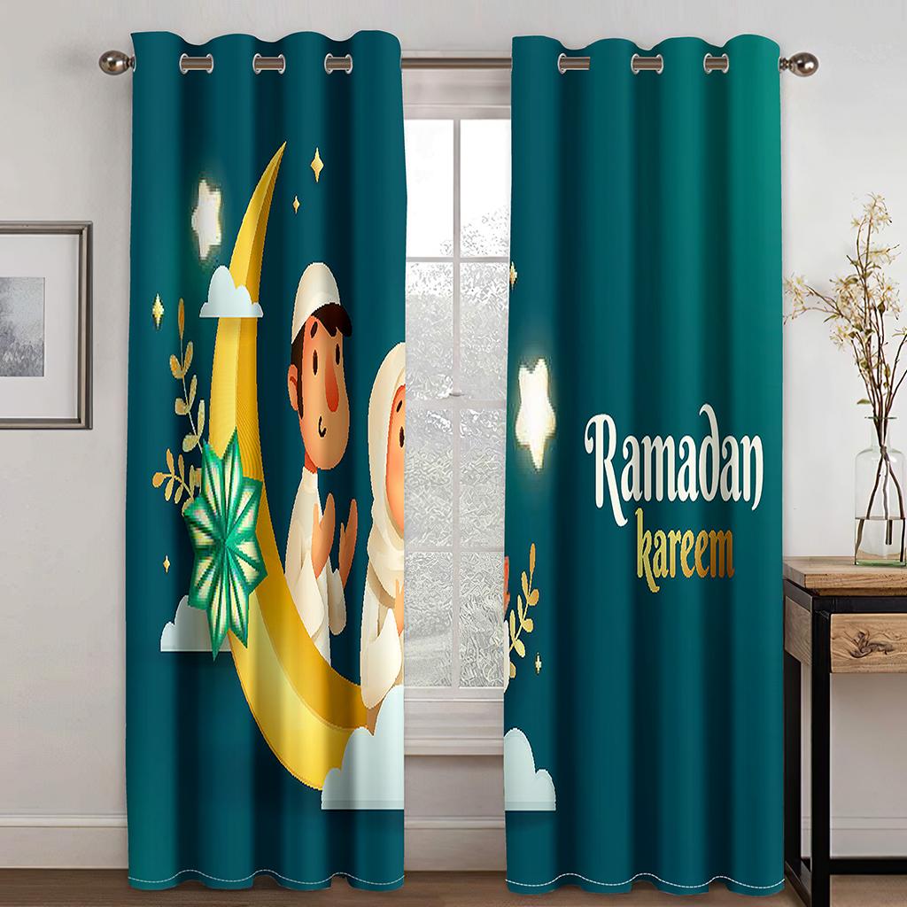 Islamic Traditional Festival Eid al-Fitr Ramadan Curtains 2 Panels Free Shipping Living Room Bedroom Home Decor Curtains