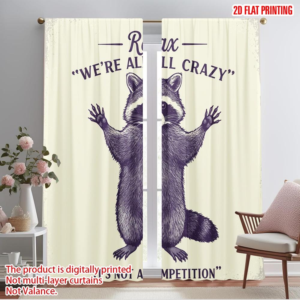

2pcs 2D flat printing Curtains Relax We re All Crazy Competition Fabric Without Electricity Birthday Party Use for Entryway Room 52.50×116.00 CM 2pcs