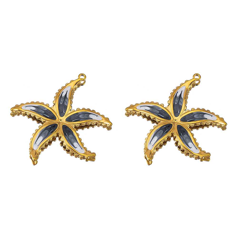 2pcs Punk Black Enamel Stainless Steel Pendant Necklace Charms Base Gold Plated Earrings Material DIY Bracelets Jewelry Findings