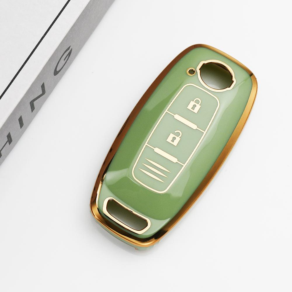 Gold Edge Soft TPU Auto Keyless Remote Key Case Holder Cover for Nissan Juke Teana Altima Ariya X-trail T33 Kicks Qashqai J12