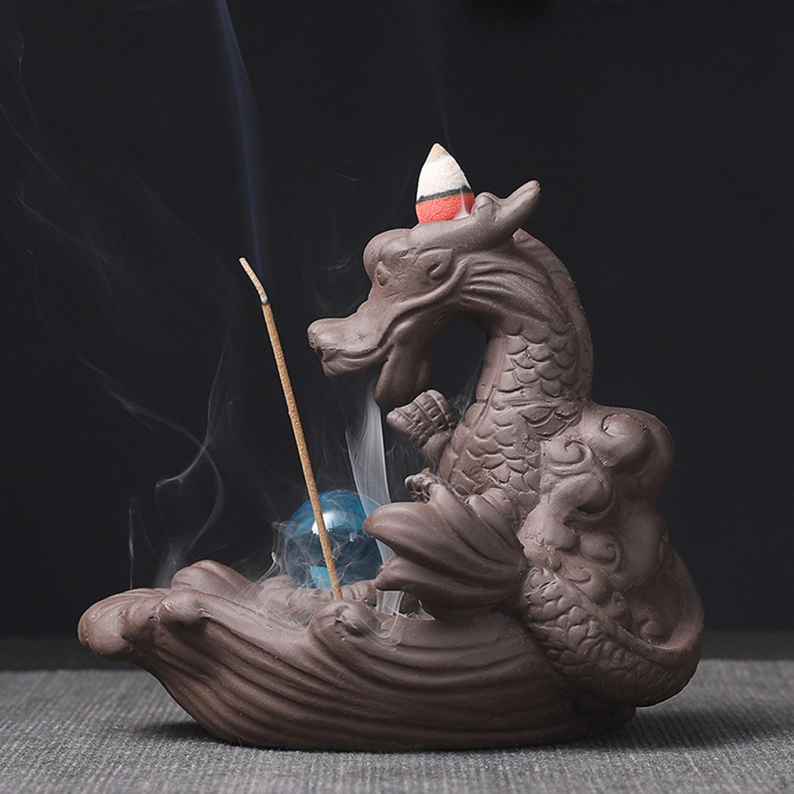

Ancient Chinese Style Burner Dragon Waterfall Backflow Cone Censer Teahouse Yoga Room Temple Decor