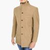 Men Stand Collar Long Sleeve Woolen Coat Single Breasted Pockets Mid-length Casual Windbreaker Outwear