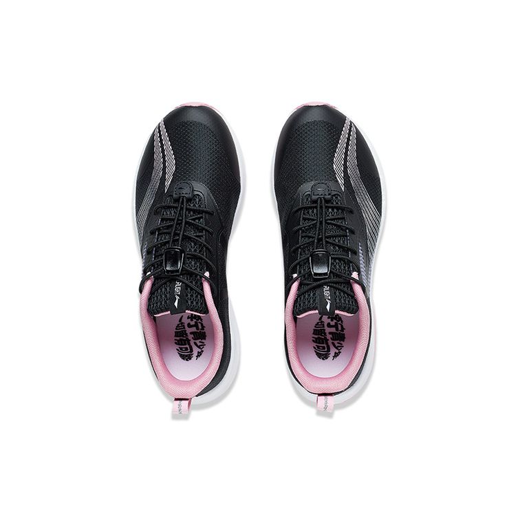 Li Ning Young 20 Lightweight Non-Slip Wear-Resistant Breathable Low-Top Running Shoes Kids sneaker Black Pink YKFT068-2