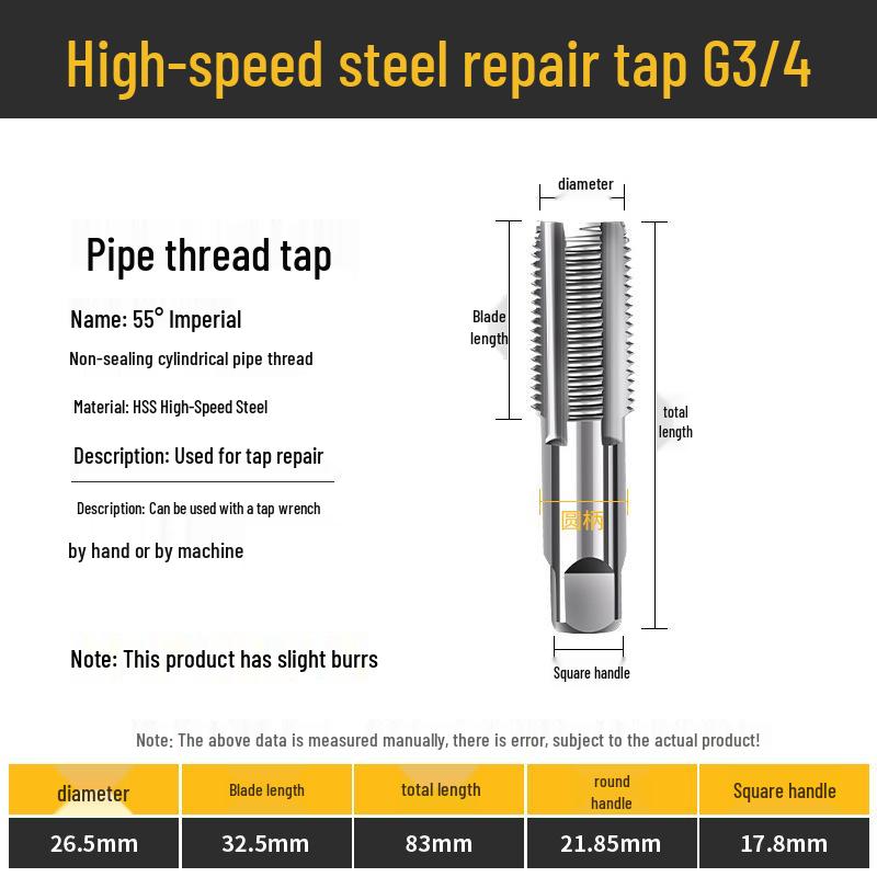 55° Imperial Non-Sealing Cylindrical Pipe Thread Tap/Thread Mill Drilling Bit, 60° US Sizes 2, 3, 4.
