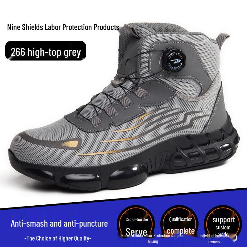 All-Season High-Top Microfiber Leather Work Boots: Anti-Smash, Anti-Puncture, Wear-Resistant, Comfortable for Long Standing