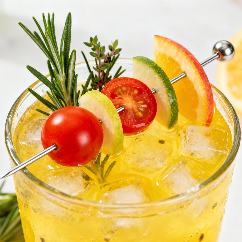 10 Pcs Metal Cocktail Picks, 4.17" Stainless Steel Reble Toothpicks Skewers for Drinks Garnish Martini Olive Appetizers Bar Accessories Gift