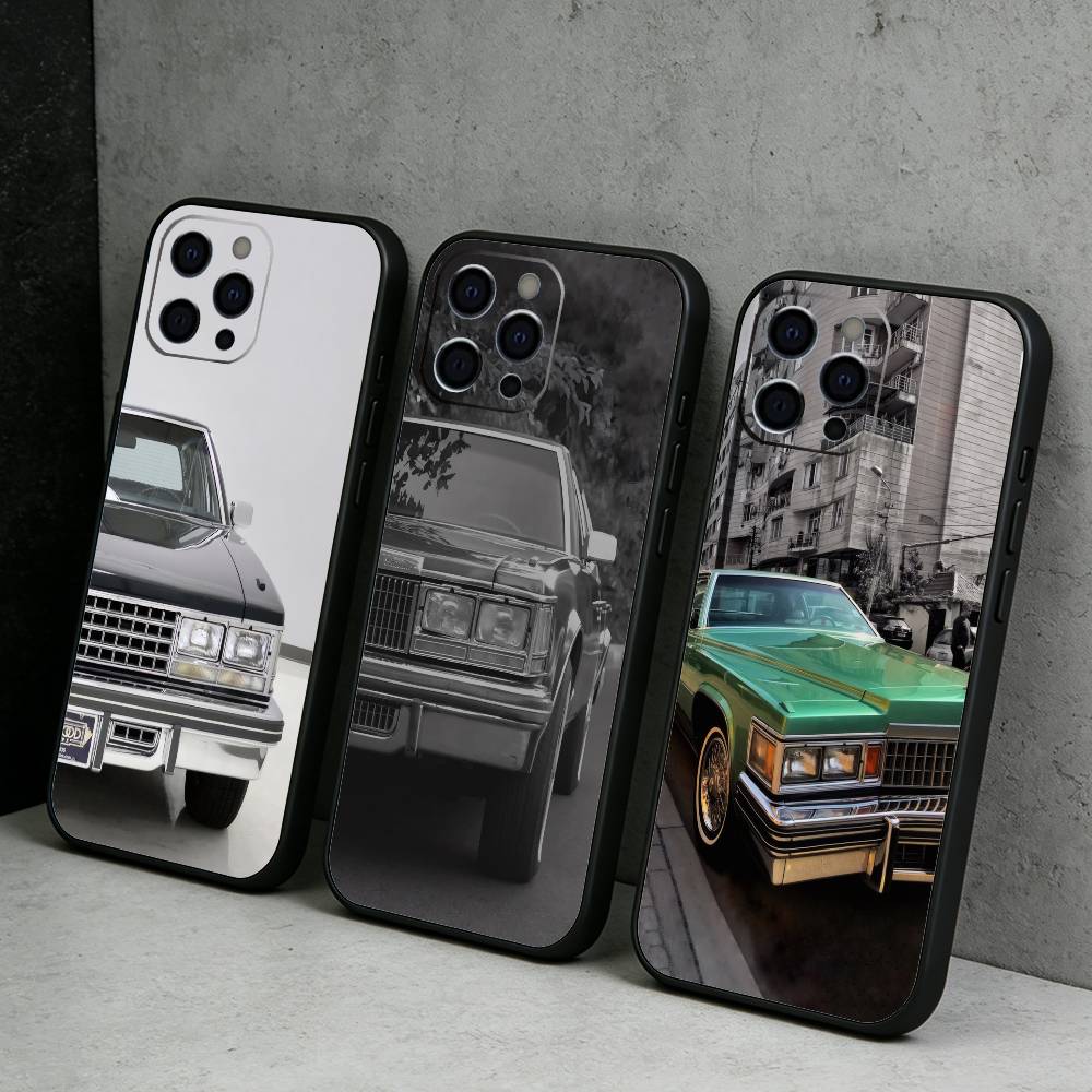 1976 Classic Vintage Cars S-SevilleES Phone Case For iPhone17,16,15,14,13,12 Plus,Max Soft Silicone Black Cover
