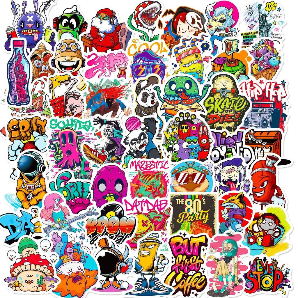 50 Street Graffiti Series Stickers Cartoon Stickers Helmet Graffiti Stickers Hand Account Stationery Decoration Stickers