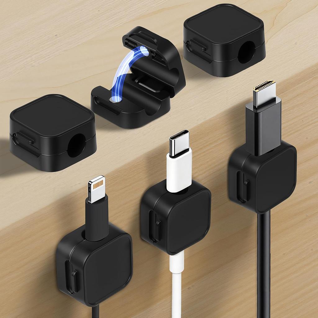 Cmxh89 Cable Holder, Spring-Loaded Cable Holder with Clip and Magnetic Clip, Organizes Cables, Adjusts Cables Smoothly, Cord Holder for Desk Use,