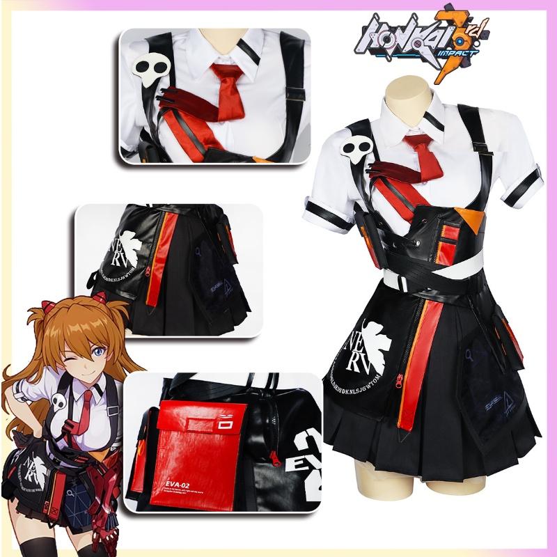 Impact Eva Honkai 3 Asuka Langley Soryu Cosplay Costume Anime Party Outfit Fans
