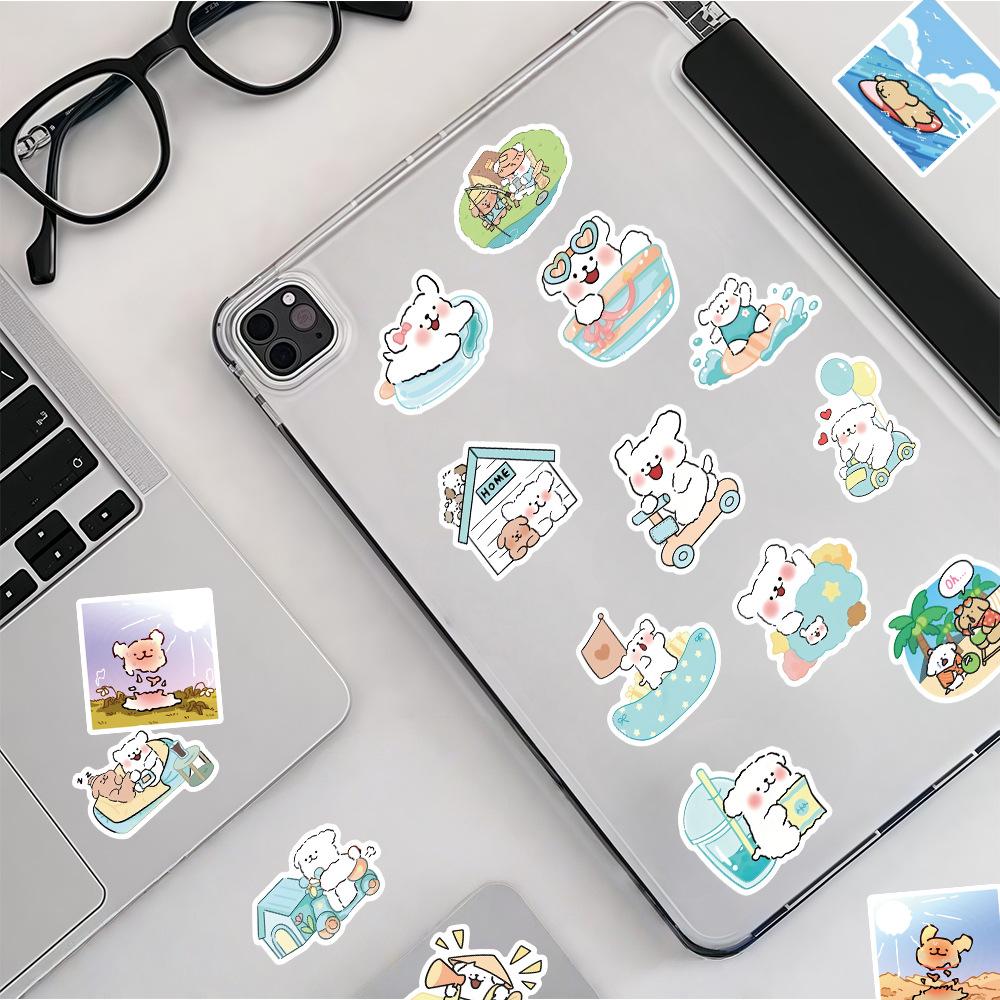 60Pcs Summer Small Fresh Line Dog Cartoon Graffiti Stickers Decoration Luggage Phone Guitar Scraphbook Cup Car Classic Kid Toys