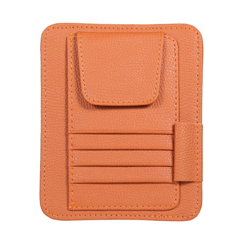 Car Sun Visor Organizer PU Leather Car Document Storage Pouch Pen Holder Multi-Pocket Sunglasses Clip Auto Interior Accessories
