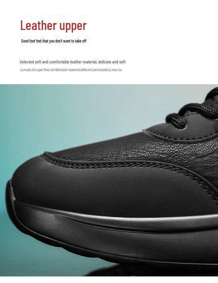 Men's Waterproof Non-slip Leather Work Shoes - Wear-resistant, Casual Fashion Sneakers for Autumn Construction.