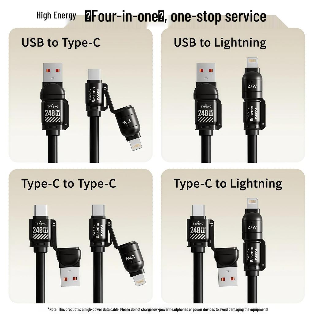 Universal Fast Charging 4-in-1 Data Cable for Huawei and Apple Devices