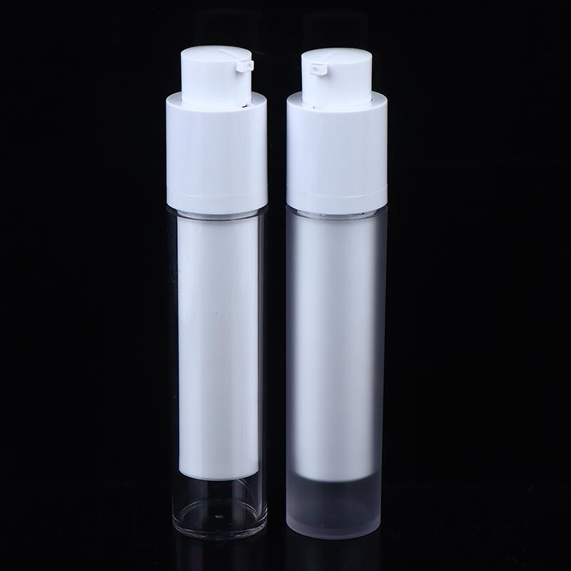 15/30/50Ml Vacuum Pump Bottles Frosted Clear Round Lotion Foundation Jar Rotating Lifting Lid Empty Travel Cosmetic Dispenser