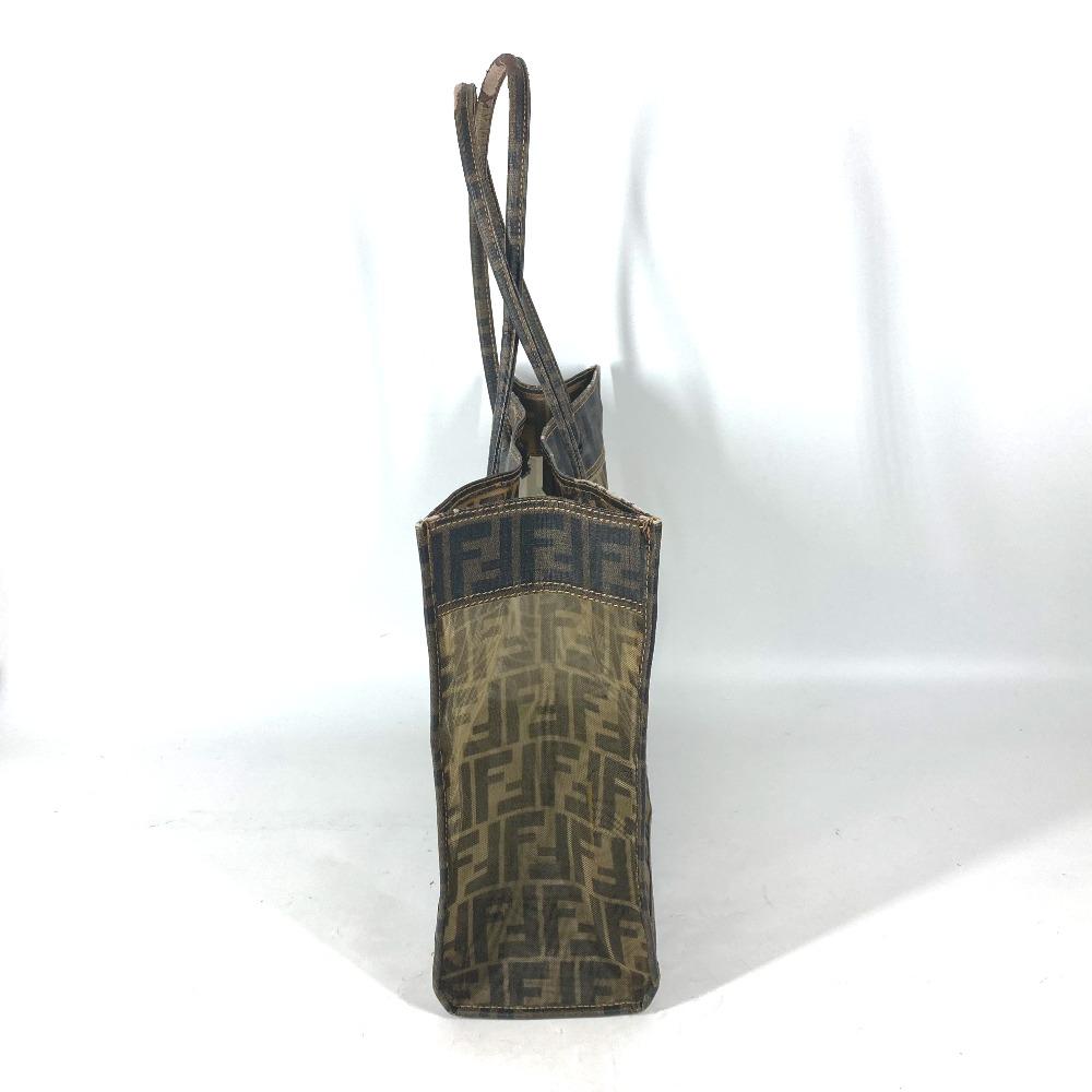 Fendi Torba Siatkowa Torba Plażowa Vintage Zucca Torba Tote z Puzderkiem Torba na Ramię Brązowa