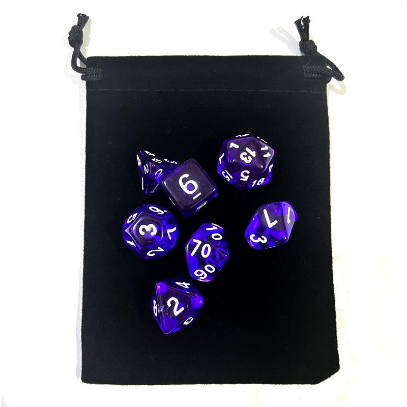 With Bag 7Pcs Dnd Polyhedral Dice Set For Tabletop Board Games Rpg Dice D4 D6 D8 D10 D% D12 D20 Clear Transparent Dice 10Colors