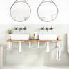Wall Shelf Under Sink, Steel and Solid Acacia Wood