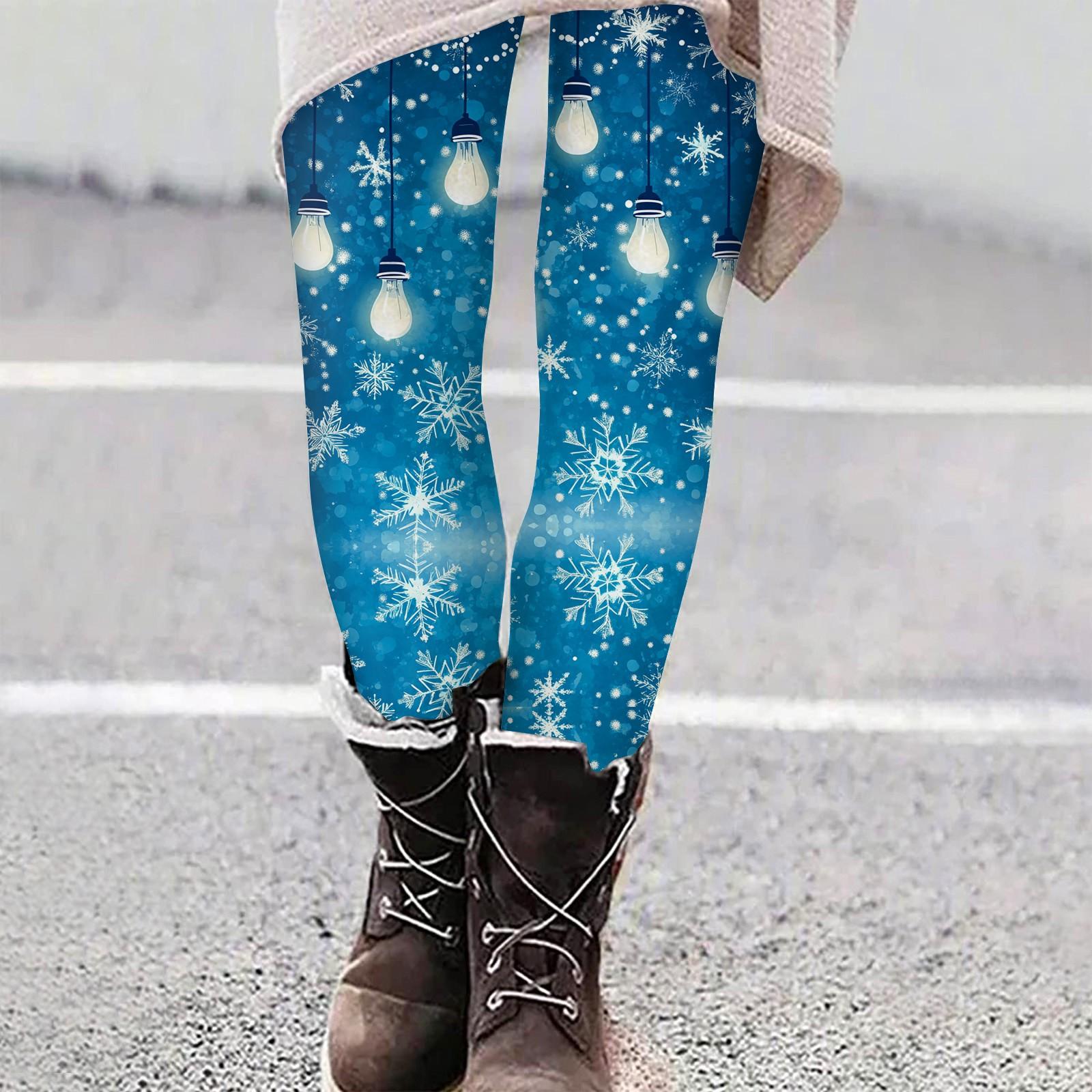 

Женские повседневные уличные брюки с рождественским узором, облегающие эластичные укороченные брюки для йоги XXL синий