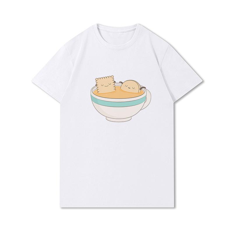 S-3XL 100 mønstre Sommerhvite T-skjorter for kvinner Trykt Uformelle korte ermer Topper O-hals T-skjorter