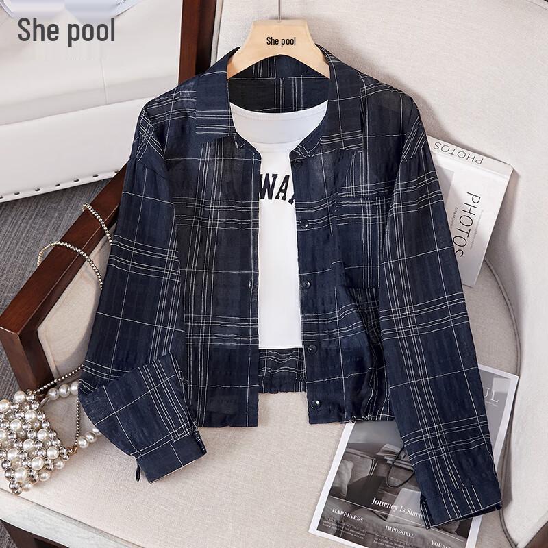 Women s Plaid Drop-Shoulder Long Sleeve Shirt One Size