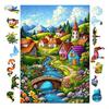 1 Set Puzzle din Lemn de Crăciun Vacanță de Iarnă Moș Crăciun Reni Sanie Puzzle Jucărie Educativă Decor pentru Casă