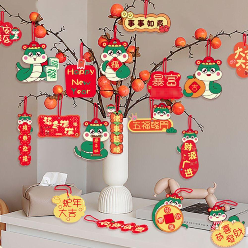 16/18pcs Blessing Words Chinese New Year Pendant Potted Plant Hanging Card  Chinatown