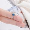 Korean Trend Blue Cat Opening Ring For Women Exquisite Crystal Zircon Adjustable Ring Accessories Cute Girl Jewelry Gift