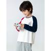 Korean Style Children's Clothing for Older Boys, Spring Cartoon Color-Blocking Round Neck Long-Sleeve T-Shirt, Pure Cotton Base Shirt