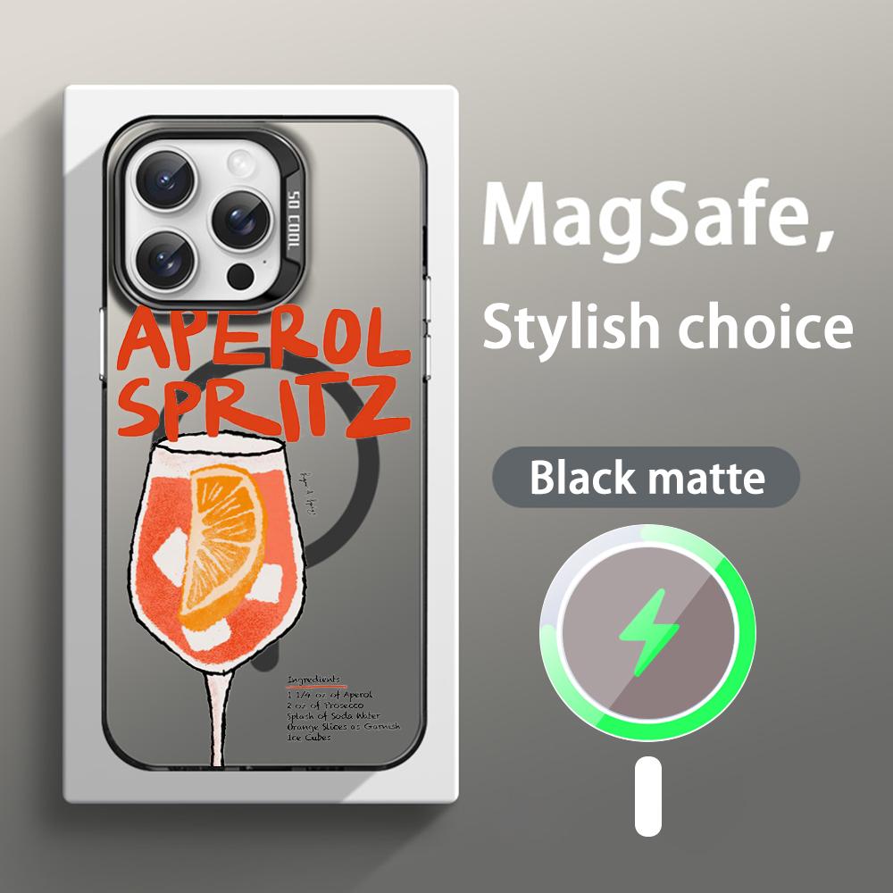 

Aperol spritz cool drink pattern Phone Case Magnetic IMD Colorful Silver case for iPhone 16 15 14 13 12 11 Pro Max iPhone14