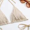 2023 Sexy Striped Solid Color Lace-up Bikini Set - Women's Two-Piece Swimsuit