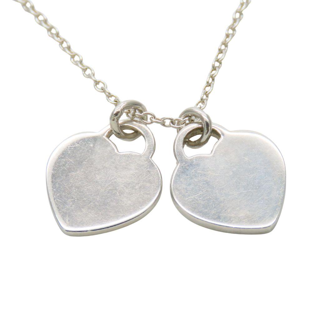 Used TIFFANY&Co. Necklace Return to Double heart Silver925 2.5g Silver TIFFANY & Co. Blue mini