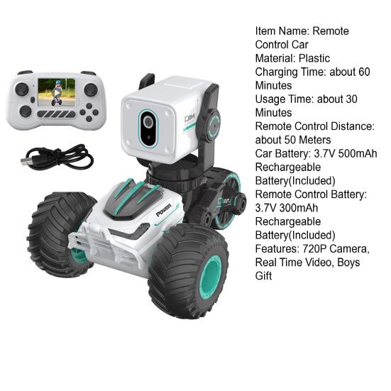 Remote Control Car with 720P Real Time Video Camera Kids Off-Road Truck Photography RC Vehicle Toy Toddlers Boys Birthday Christmas Gift