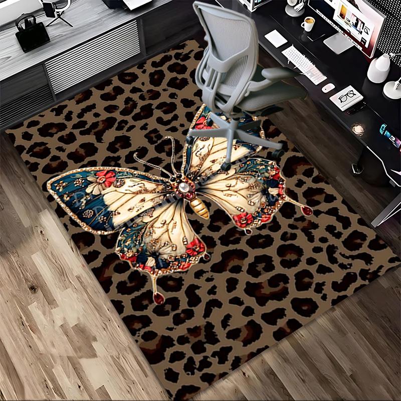 Butterfly Leopard Pattern Area Rug, Office Carpet Indoor Outdoor Entrance Doormat, Non-Slip Soft And Comfortable, Living Room, c122012