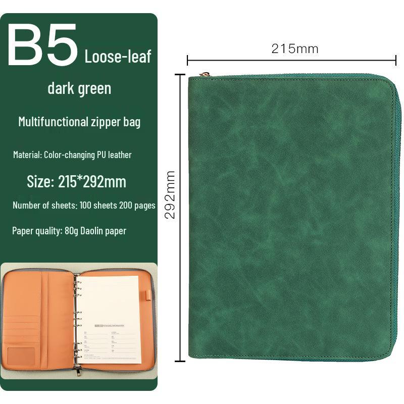 Custom Business Notebook with Zipper Bag - Multifunctional A6/B5 Notepad & Manager Folder