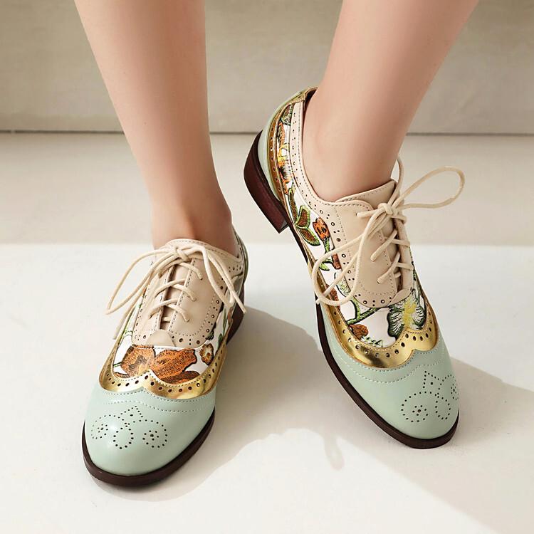 Export college style autumn and winter new casual retro ethnic style Brock single shoes leather shoes