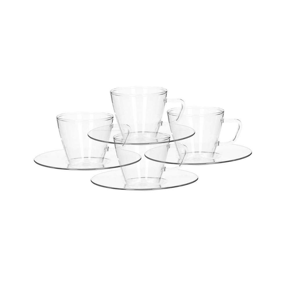 

Czech-made heat-resistant glass SIMAX espresso cup and saucer set of 4 (4 cups, 4 saucers) 2682/4242/4
