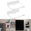 2 Pack Clear Floating Shelf Invisible Wall Mounted Stand with Cord Hole Small Display Holder for Speaker Action Figures