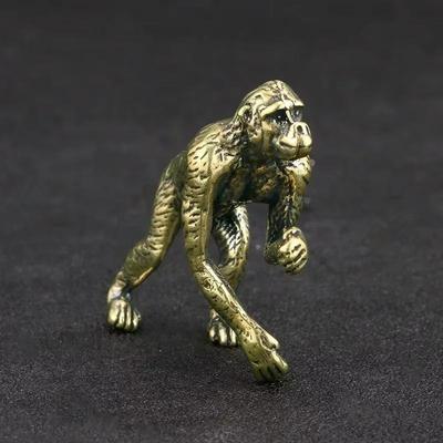 Mosazná miniaturní soška gorily Kancelářský stůl Čajový obřad Zvířecí čajový mazlíček Řemesla Dvanáct znamení zvěrokruhu Opice Zábavná dekorace Řemesla Figurky